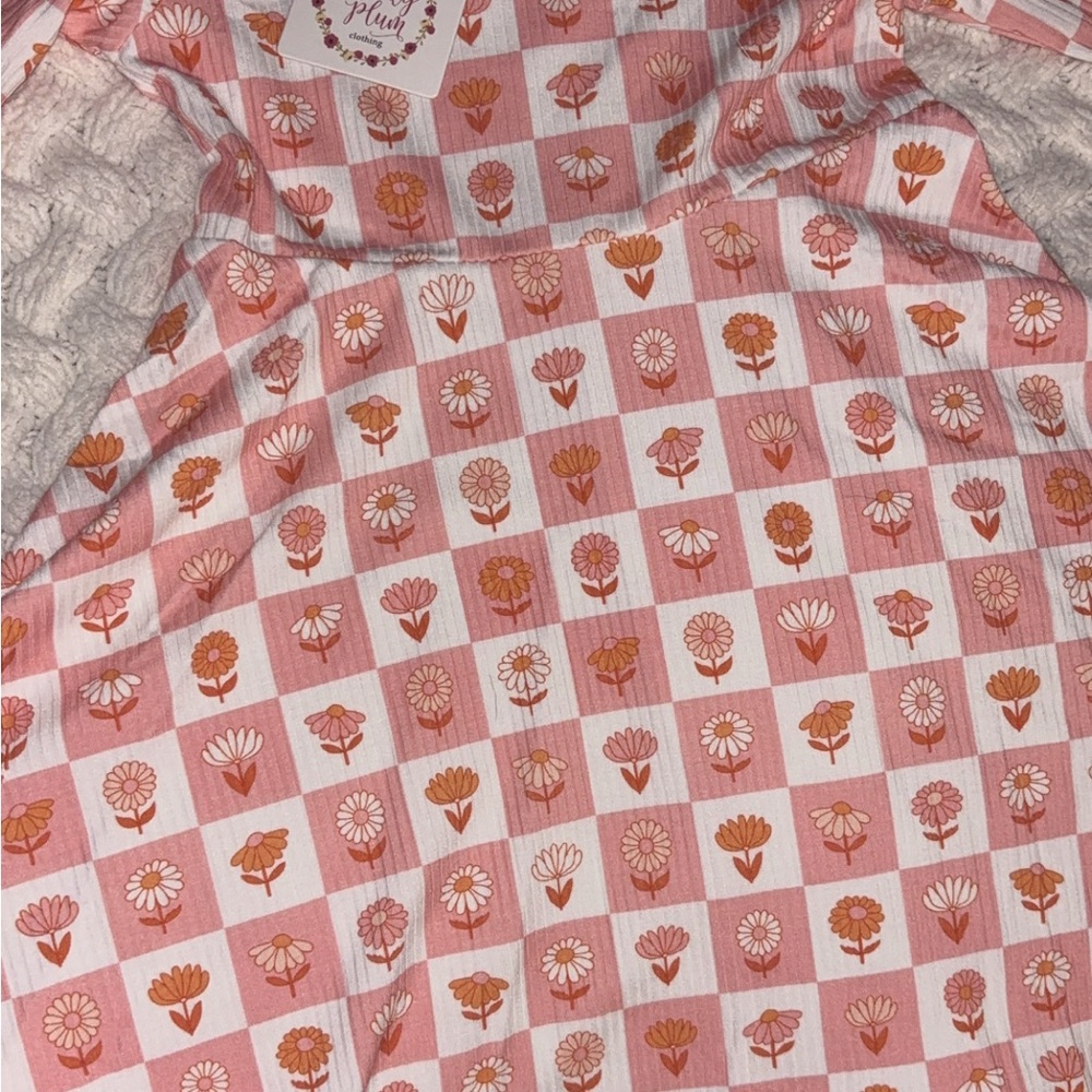 Pink and Orange Floral Checkered Dress